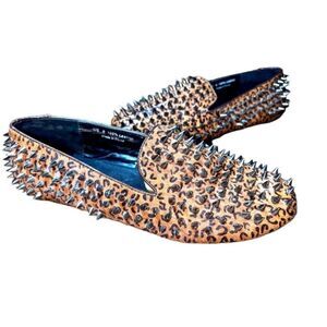 Unif Hellraiser Spiked Leopard Print Loafers Size 7